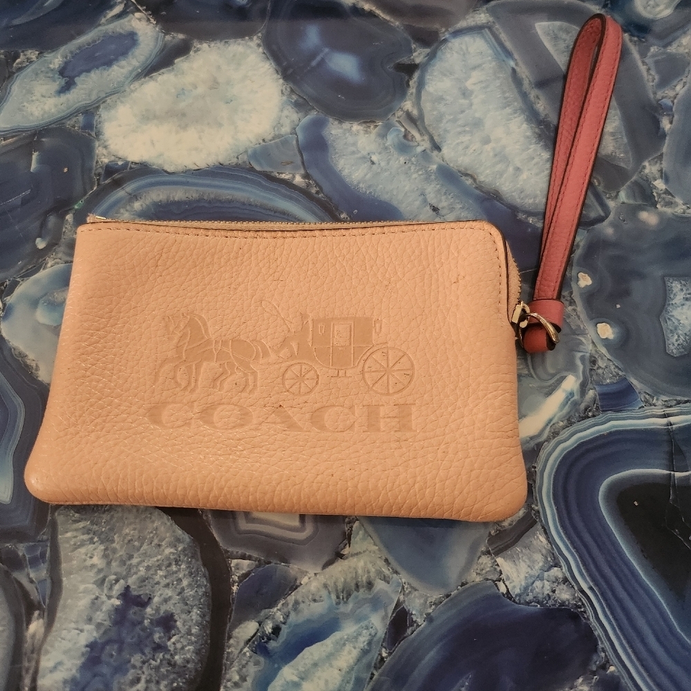 Coach Corner Zip Wristlet With Horse And Carriage
